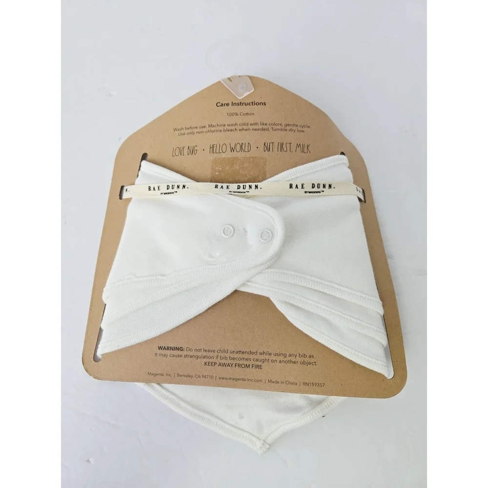 Rae Dunn  Baby Bib Set Love Bug NEW set of‎ 3 Bandana Bibs